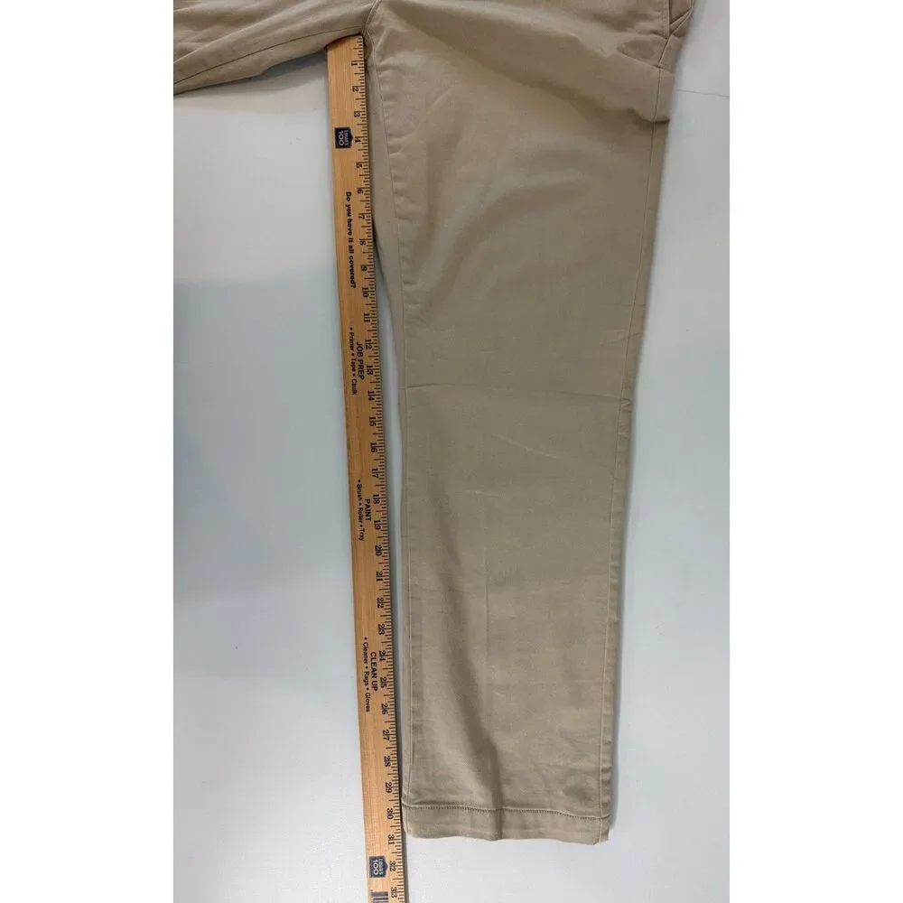 J.Crew Flex Flannel Lined Khaki Chino Pants Men's 36x32 Straight Fit Stretch Tan